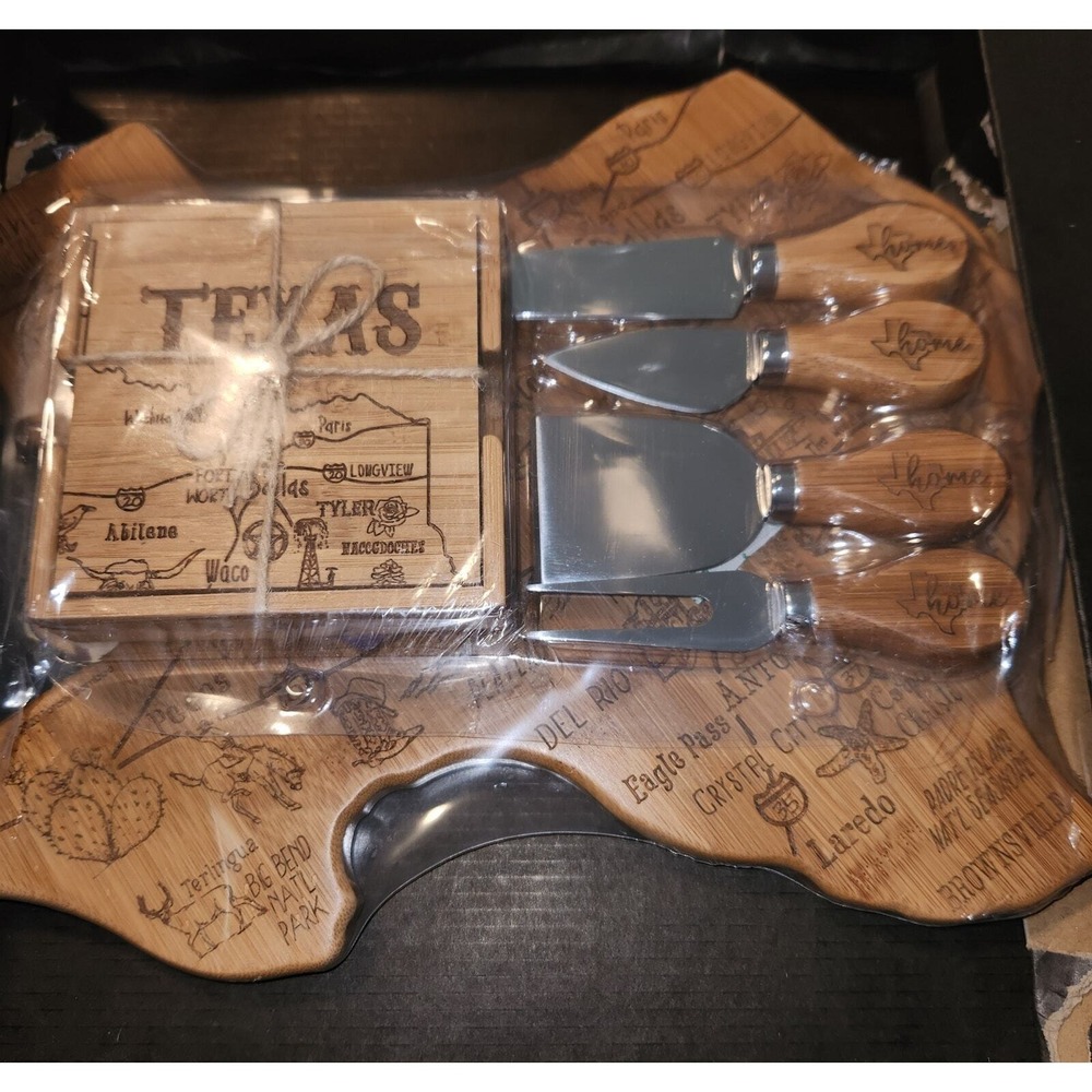 Totally Bamboo Texas Board, Coasters & Cheese Tool Set